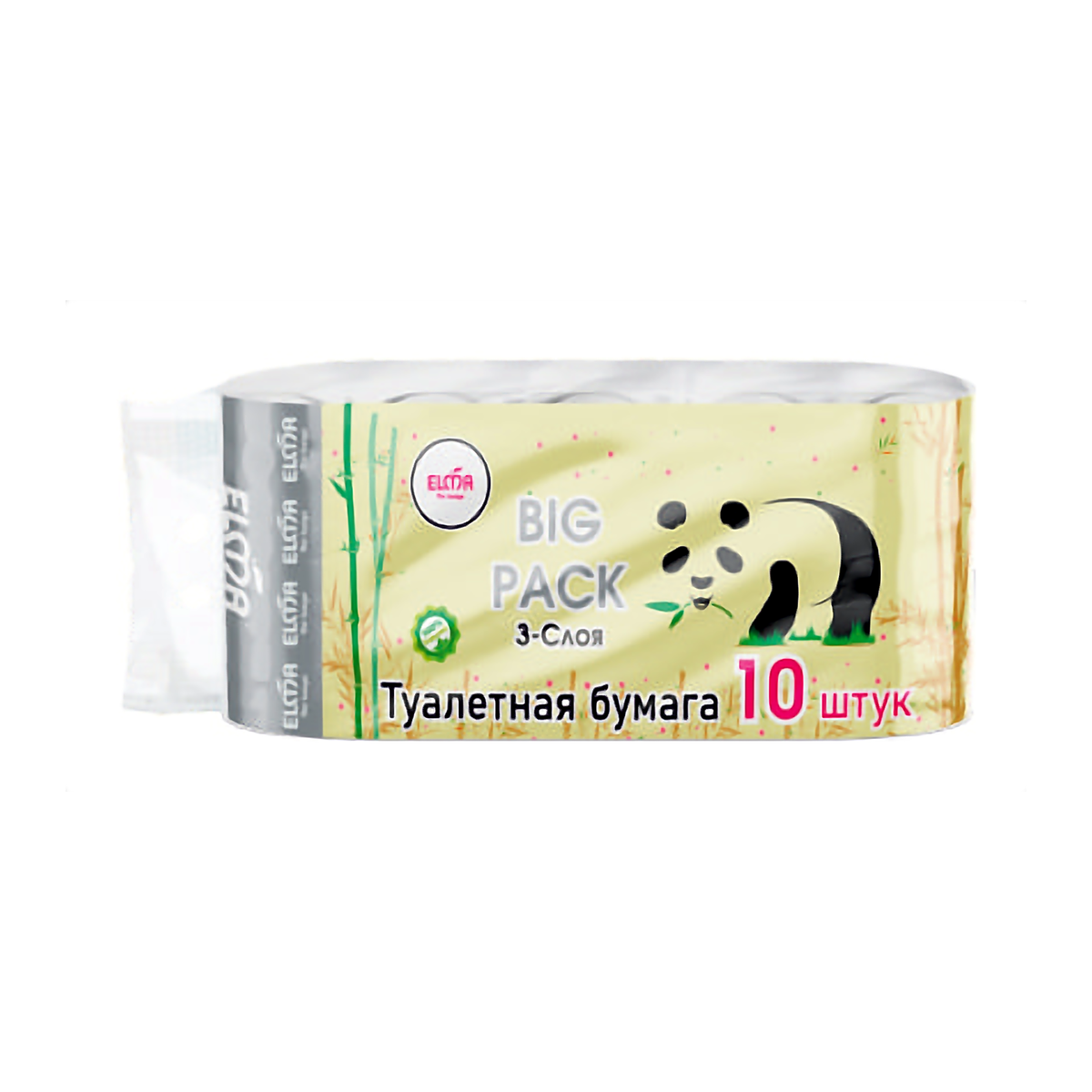 Туалетная бумага Elma Panda Big Pack 10 шт., Переработанная бумага, 3 слоя, 17.5 м (101)
