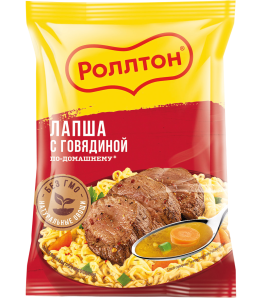 Роллтон Лапша яичная с говядиной по-домашнему с соусом Огненно-острый чили, 100 г