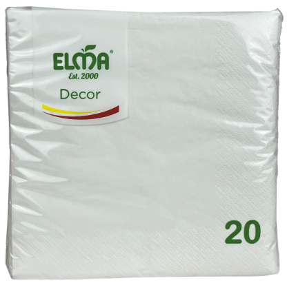 Бумажные салфетки Elma (белый) 33×33 Classic 20 шт., 100% Целлюлоза, 2 слоя, 33×33 см (221)