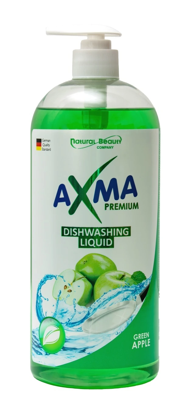 Средство для мытья посуды AXMA, 1 кг, Premium, зеленое яблоко, (000329)