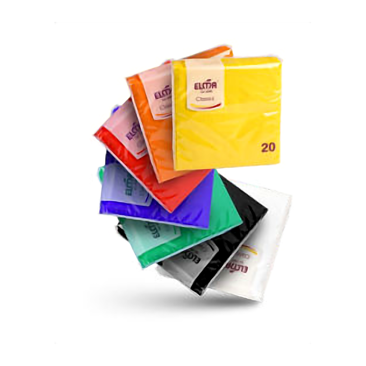 Бумажные салфетки Elma 33×33 Classic (цветные) 20 шт., 100% Целлюлоза, 2 слоя, 33×33 см (219, 220, 230, 231, 233, 255)