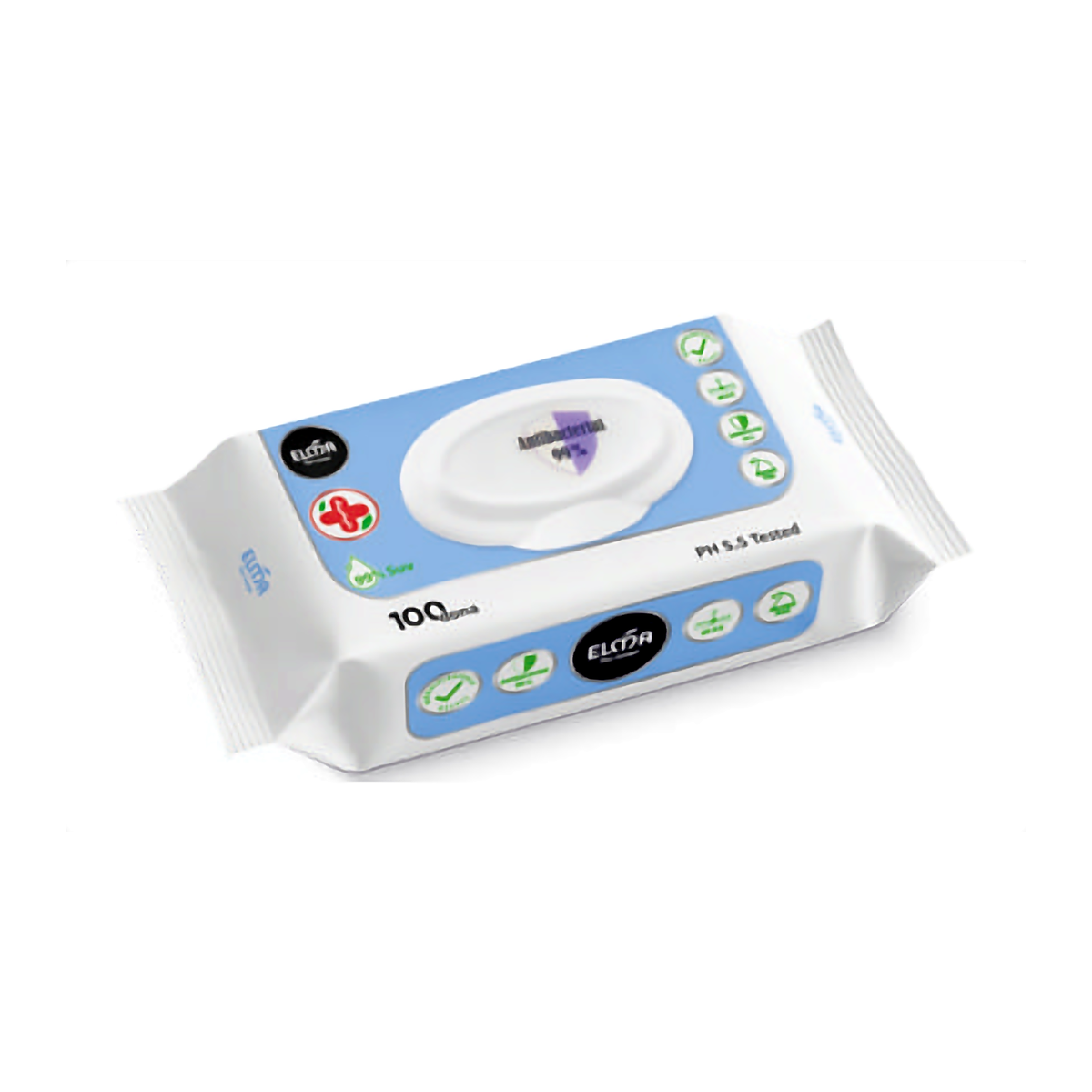 Влажные салфетки Elma Antibacterial 99% для аптек 100 шт., 20×19 см (506)
