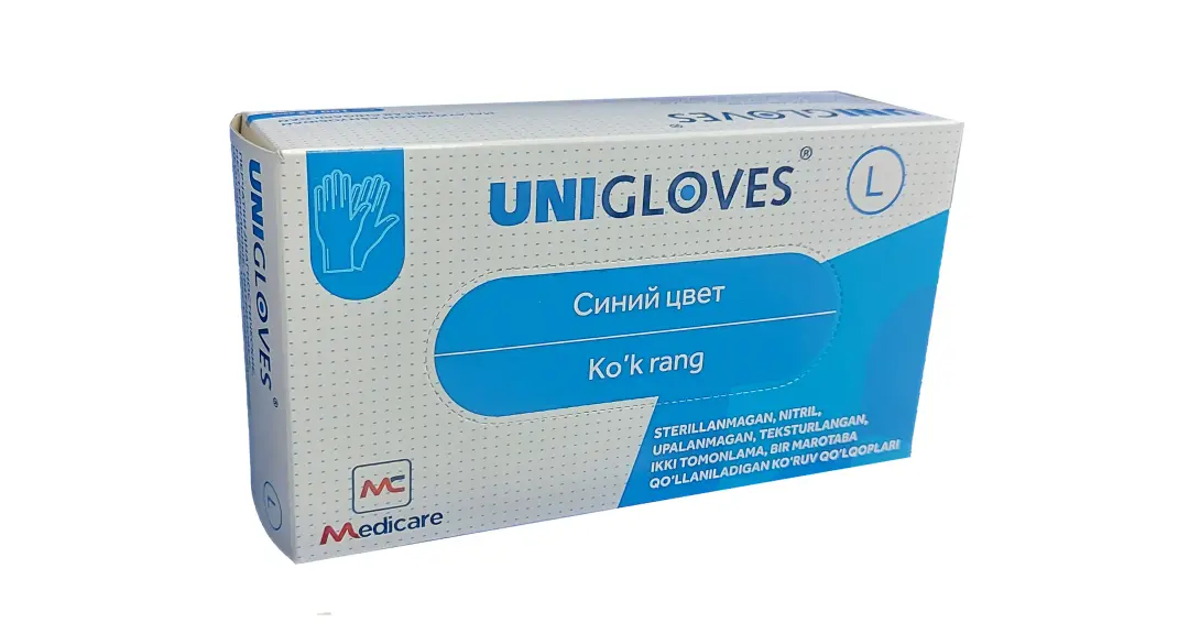Перчатки н/с смотровые нитриловые unigloves medicare размер M