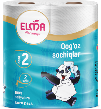 Бумажные полотенца Elma 2 шт., 100% Целлюлоза, 2 слоя, 12 м (402)