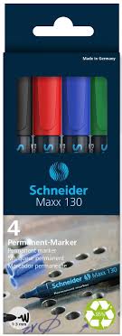 Маркеры оранжевый, чёрный, красные, синие Schneider