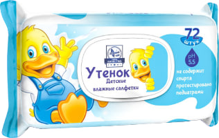 Влажные салфетки Зелёный чай Утёнок (Синий) 72 шт