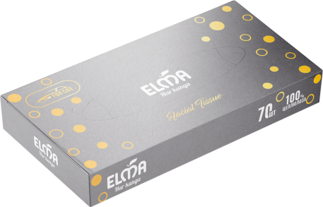 Бумажные салфетки Elma V в коробке 70 шт., 100% Целлюлоза, 2 слоя, 18×20 см (306)
