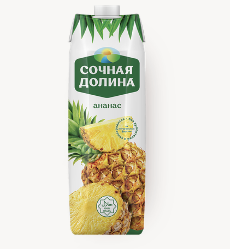 Сок Ананасовый с добавлением яблока «Сочная долина» 1 л