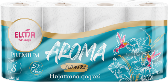 Туалетная бумага Elma Flowers (Aroma) 8 шт., 100% Целлюлоза, 3 слоя, 18 м (113)