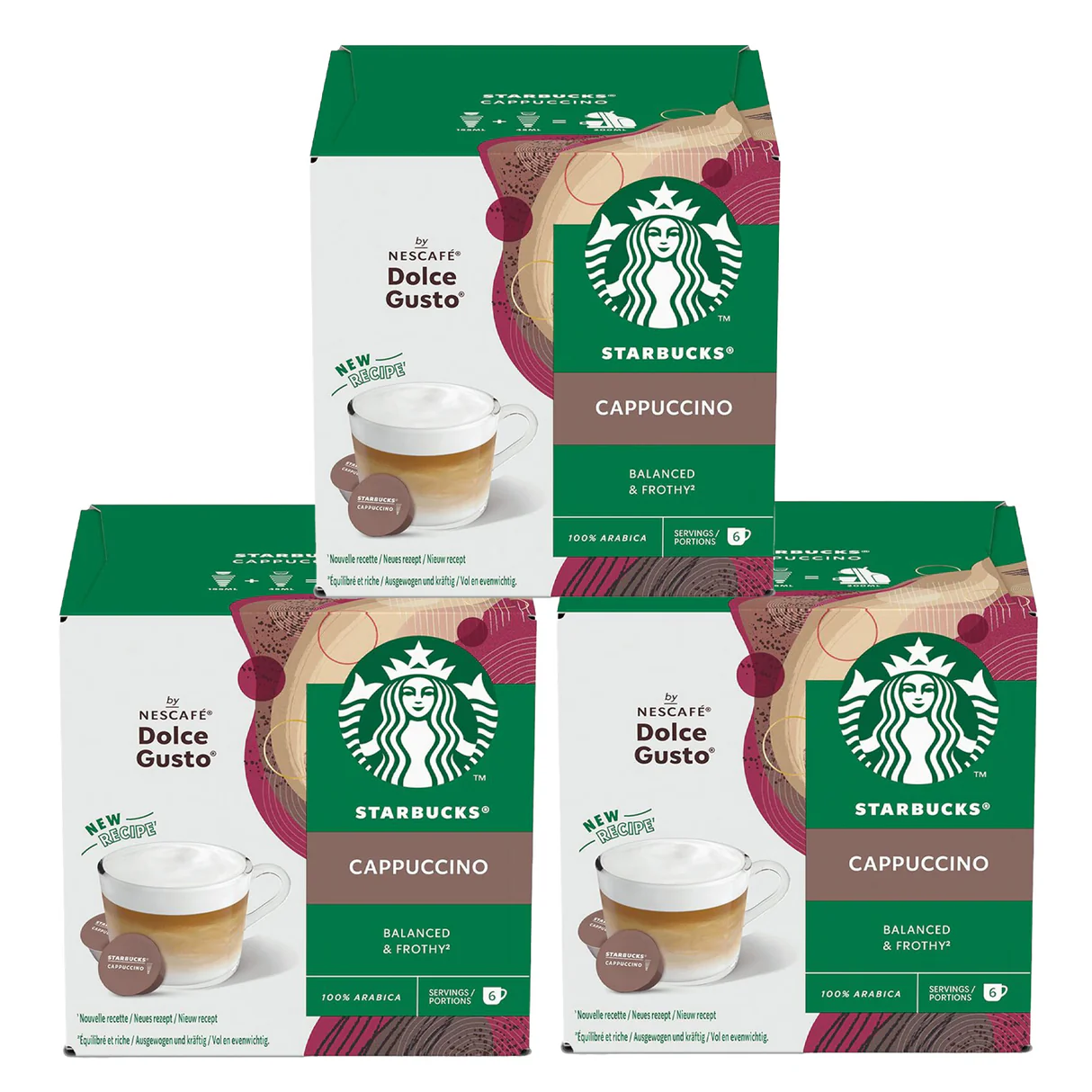 Nescafe Dolce Gusto Starbucks Cappuccino Coffee Pods 3x6 Drinks