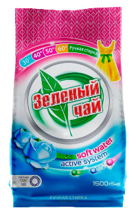 Стиральный порошок Зелёный чай 1,5 кг Ручной - Белая роза