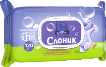 Влажные салфетки Зелёный чай Слоник (Фиолетовый) 120 шт